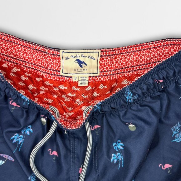 Ted Baker Men's The Worlds Your Lobster Swim Shorts Navy Blue Size M Polyester - Picture 4 of 7